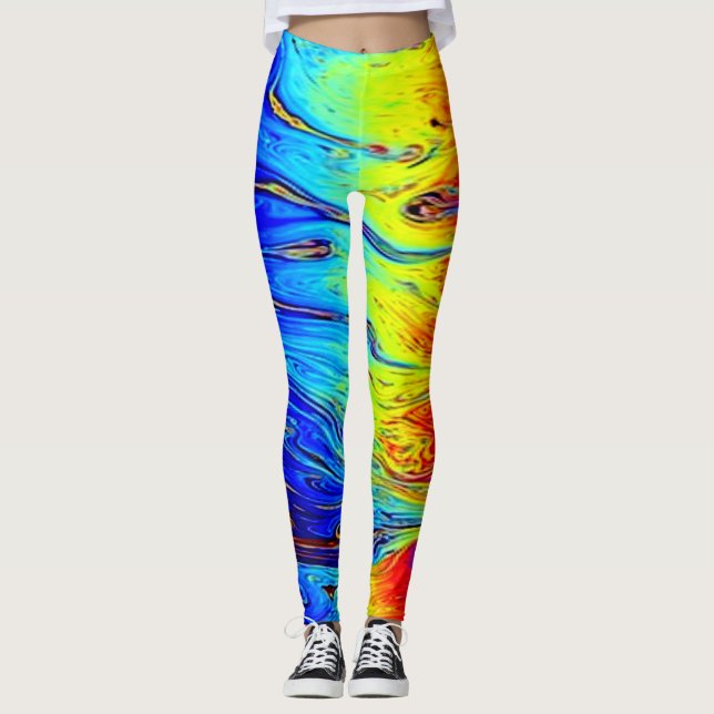 Marbled Rainbow Leggings Bright and Beautiful (Front)