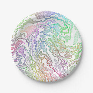 Marbled Rainbow Paper Plate