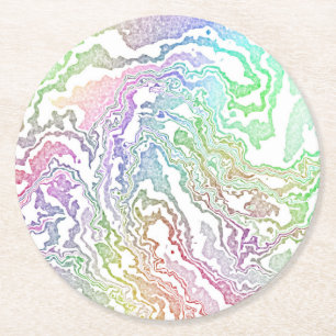 Marbled Rainbow Round Paper Coaster