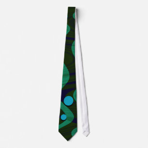 Marbled Retro Blue Green Dot Wave Tie