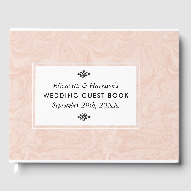 Marbled Rose Elegant Vintage Wedding Guest Book (Front)