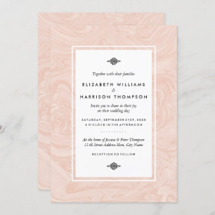Marbled Rose Elegant Vintage Wedding Invitation