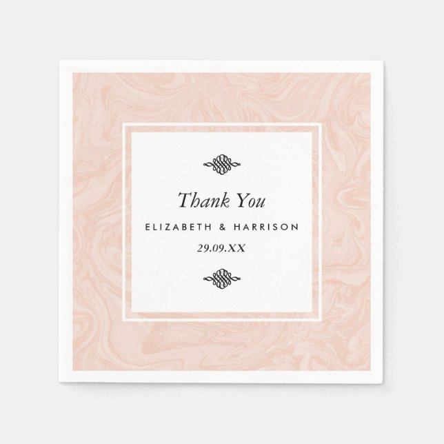 Marbled Rose Elegant Vintage Wedding Napkin (Front)