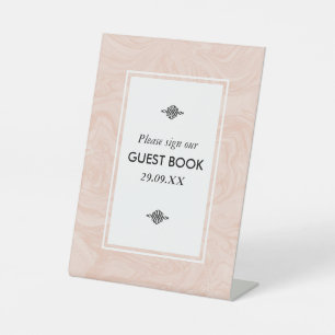 Marbled Rose Elegant Vintage Wedding Pedestal Sign