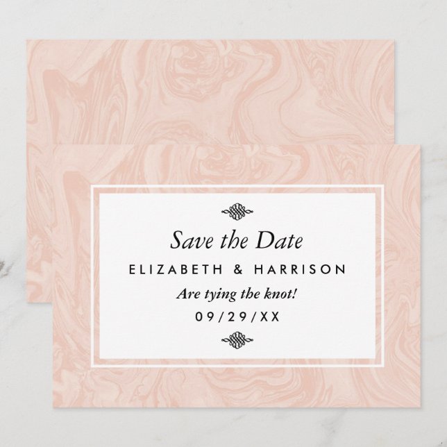 Marbled Rose Elegant Vintage Wedding Save The Date (Front/Back)