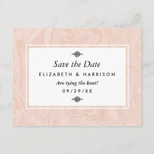 Marbled Rose Elegant Vintage Wedding Save The Date Announcement Postcard