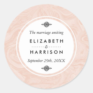Marbled Rose Elegant Vintage Wedding Thank You Classic Round Sticker