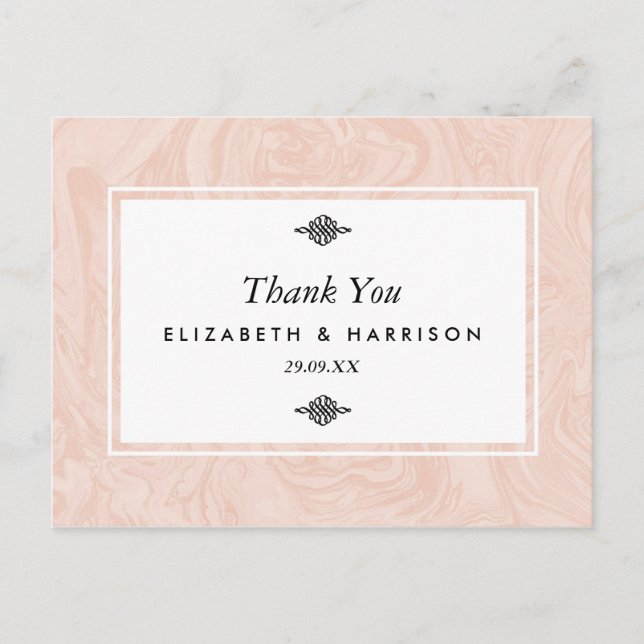 Marbled Rose Elegant Vintage Wedding Thank You Postcard (Front)