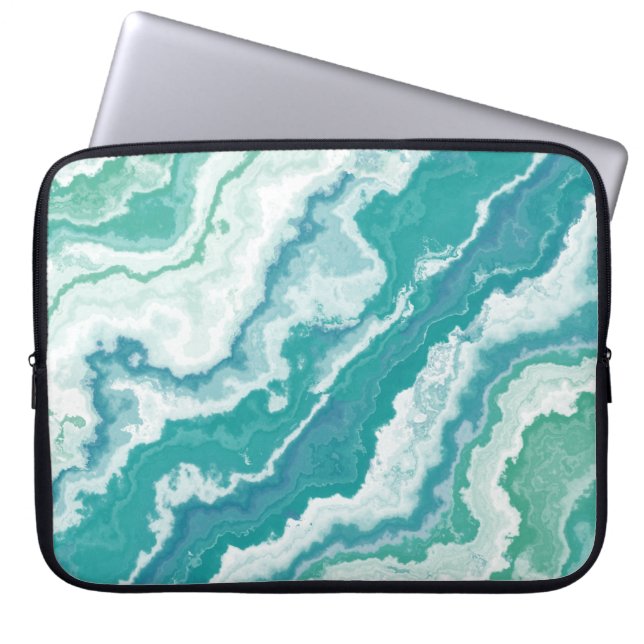 marbled sea foam : laptop sleeve (Front)