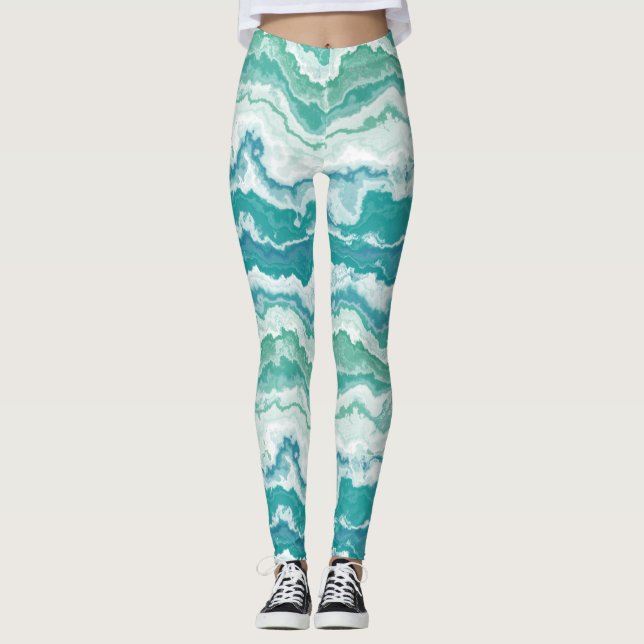 marbled sea foam : leggings (Front)