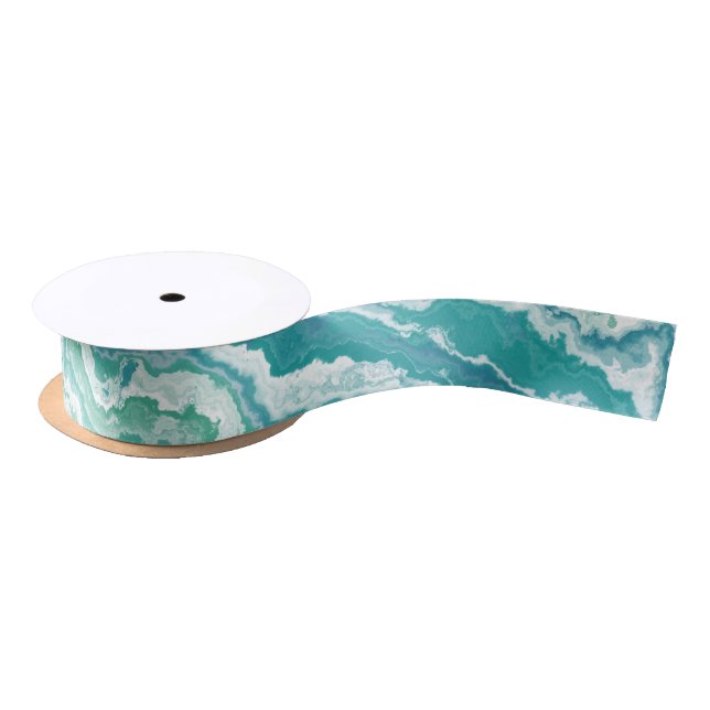 marbled sea foam : satin ribbon (Spool)
