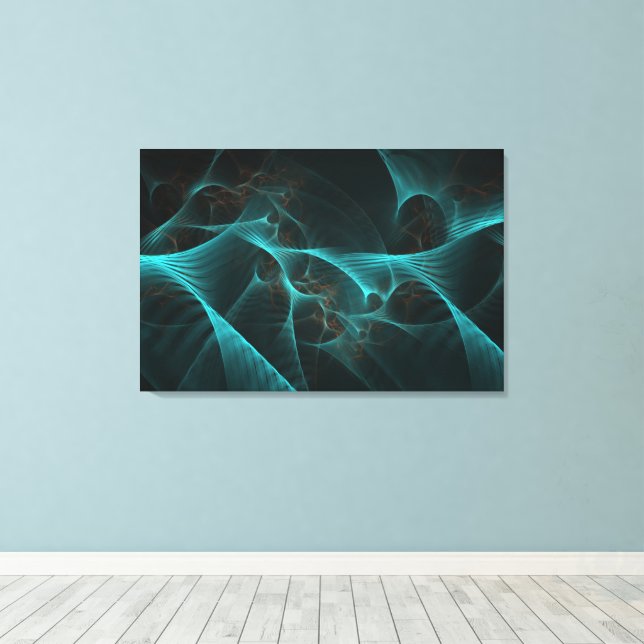 Marbled Silk Fractal Teal ID717 Canvas Print (Insitu(Wood Floor))