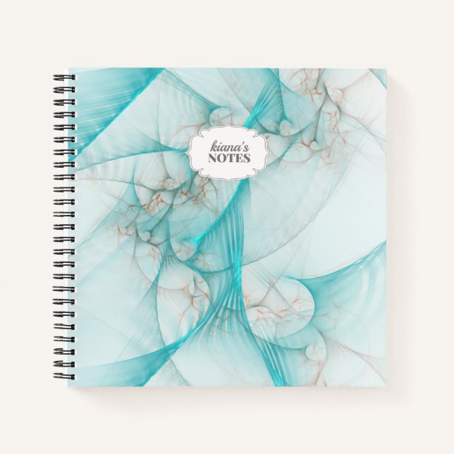 Marbled Silk Fractal Teal ID717 Notebook (Front)