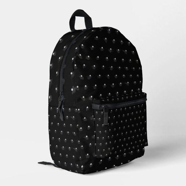 Marbled Silk Moire Pattern in Black Diamond  Printed Backpack (Back Corner Left)
