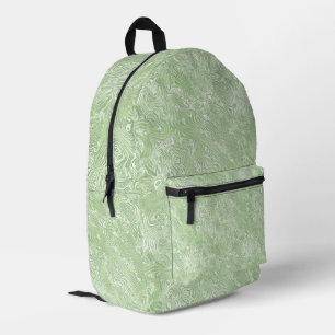 Marbled Silk Moire Pattern in Bright Lime Green Printed Backpack