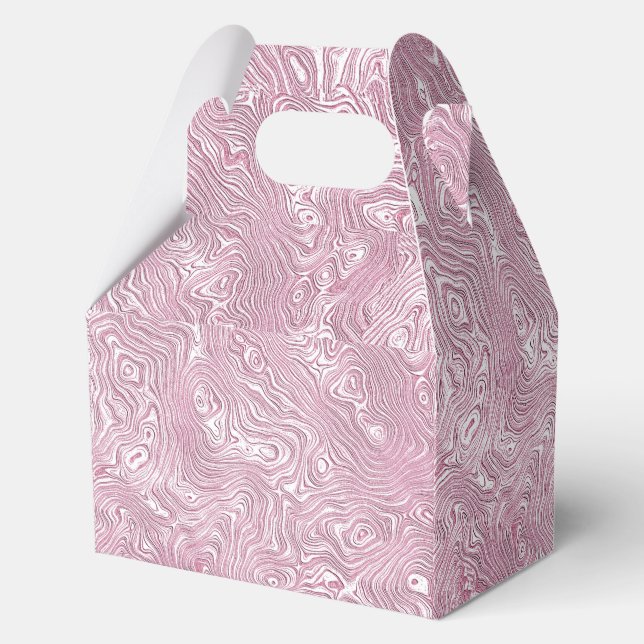 Marbled Silk Moire Pattern in Dusty Pink Favour Box (Front)