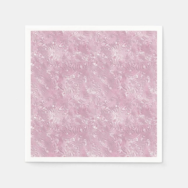 Marbled Silk Moire Pattern in Dusty Pink Napkin (Front)