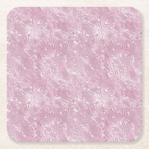 Marbled Silk Moire Pattern in Dusty Pink Square Paper Coaster