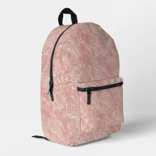 Marbled Silk Moire Pattern in Pale Peach Printed Backpack