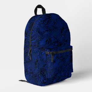 Marbled Silk Moire Pattern in Rich Blue Printed Backpack