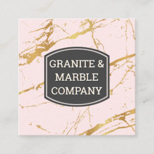Marbled Slab   Granite   Gold Pink Background Square Business Card