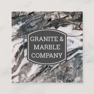 Marbled Slab   Granite Square Business Card