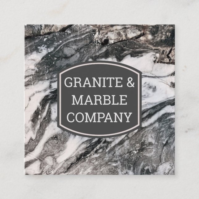 Marbled Slab | Granite Square Business Card (Front)
