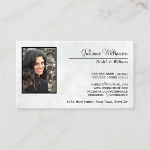 Marbled Steel Blue Simple Professional Photo Business Card