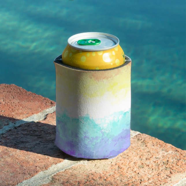Marbled Swirly Boho Abstract Genderfaun Pride Flag Can Cooler (In Situ Pool)