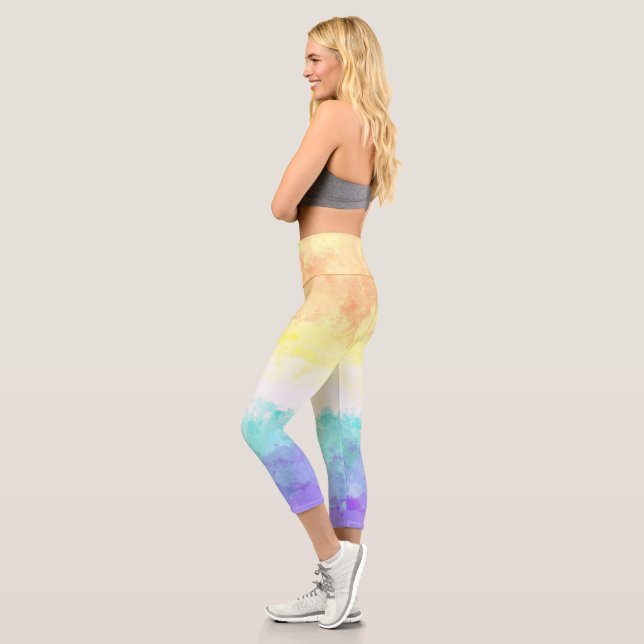 Marbled Swirly Boho Abstract Genderfaun Pride Flag Capri Leggings (Left)