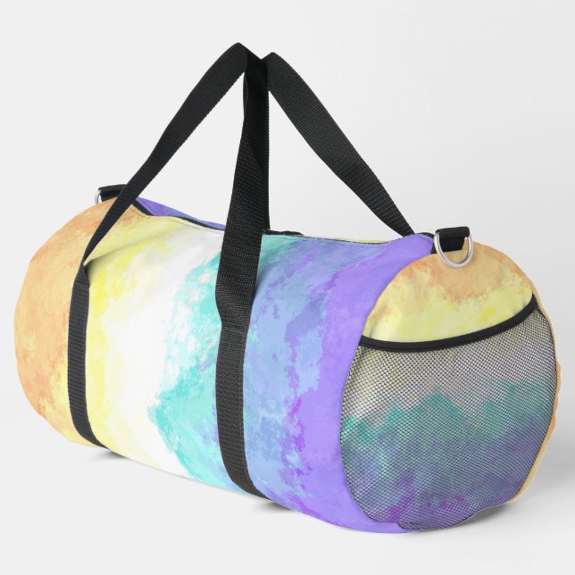 Marbled Swirly Boho Abstract Genderfaun Pride Flag Duffle Bag (Right Corner)