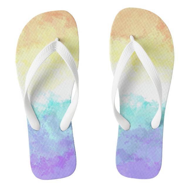 Marbled Swirly Boho Abstract Genderfaun Pride Flag Flip Flops (Footbed)
