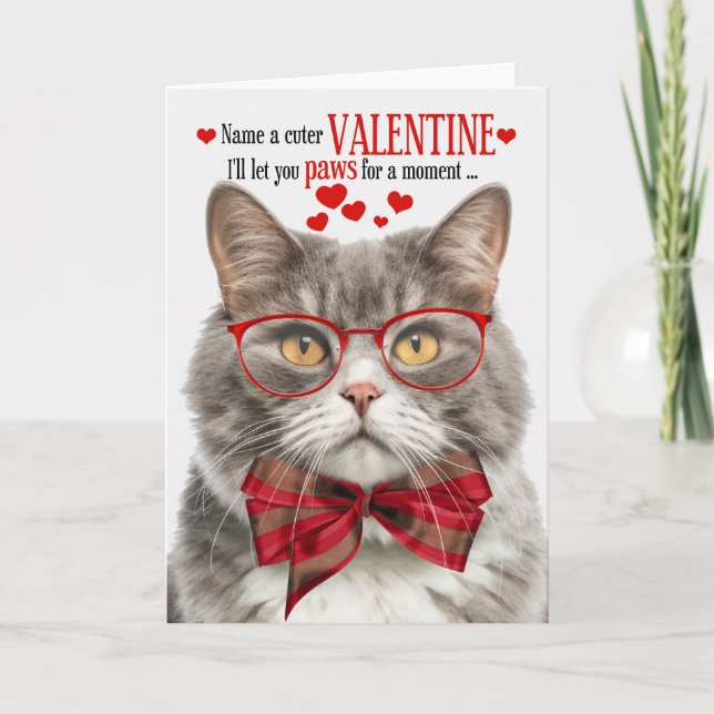 Marbled Tabby Cat Lover Valentine Feline Humour Holiday Card (Front)
