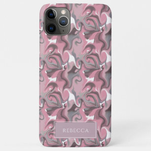 Marbled Trippy Retro Groovy Pink Personalised Name iPhone 11 Pro Max Case