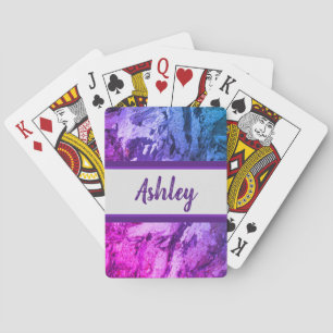 Marbled Vivid Blue and Purple Pattern Abstract Playing Cards