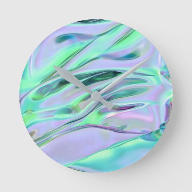 Marbled Wall Clock Round iridescent (Front)