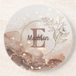 Marbled Watercolor with Glitter Accents Coaster