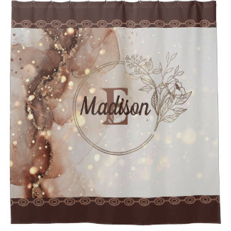 Marbled Watercolor with Glitter Accents Shower Curtain