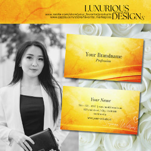 Marbled Yellow Orange Curved Decor Excellently Business Card