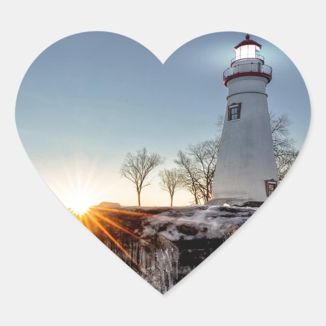 Marblehead Lighthouse Heart Sticker (Front)