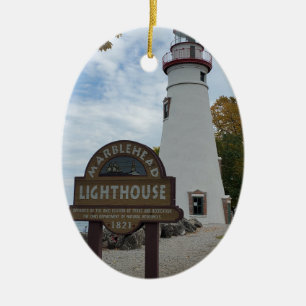Marblehead Lighthouse Photo on a  Ceramic Tree Decoration