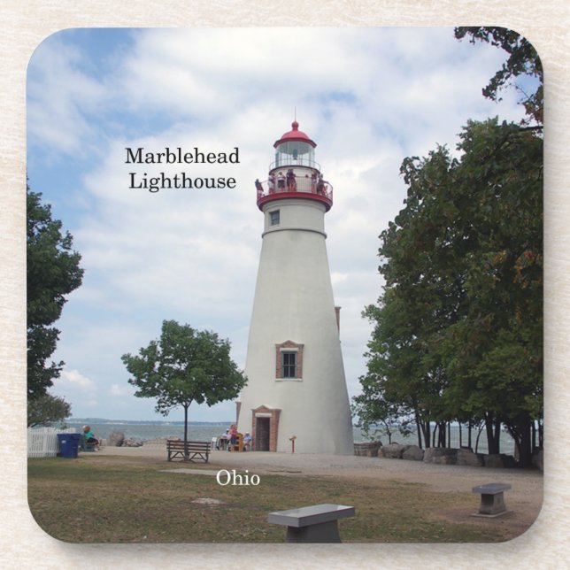 Marblehead Lighthouse set of 6 plastic coasters (Front)