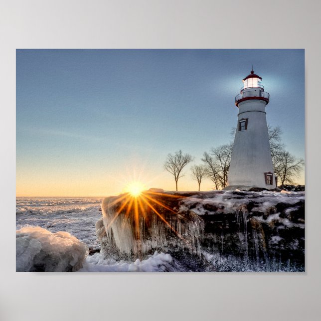 Marblehead Lighthouse Winter Sunrise Poster (Front)