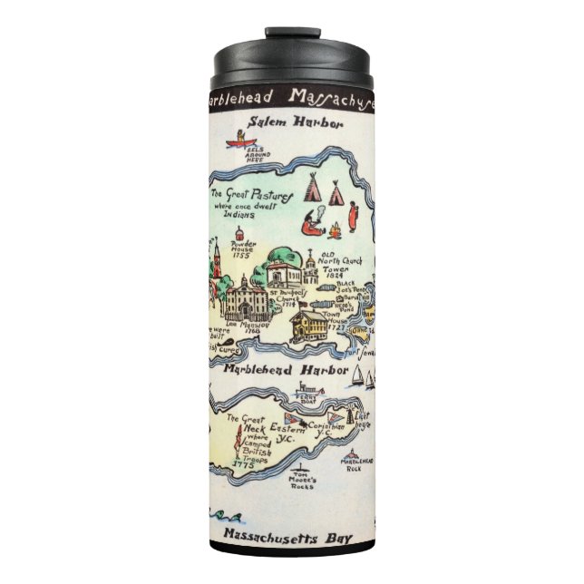 Marblehead Massachusetts Hand-drawn Map  Thermal Tumbler (Front)