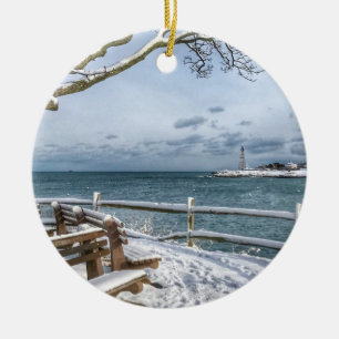 Marblehead, Massachusetts. Harbour, Lighthouse, Ceramic Tree Decoration