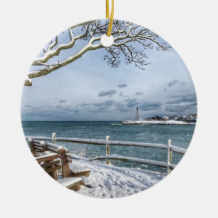 Marblehead, Massachusetts. Harbour, Lighthouse, Ceramic Tree Decoration