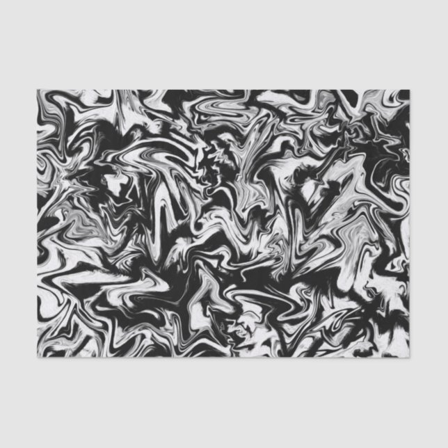 Marbleised Black and White Abstract Art Pattern Tissue Paper (Front)