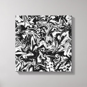 Marbleised Black and White Modern Abstract Artwork Canvas Print