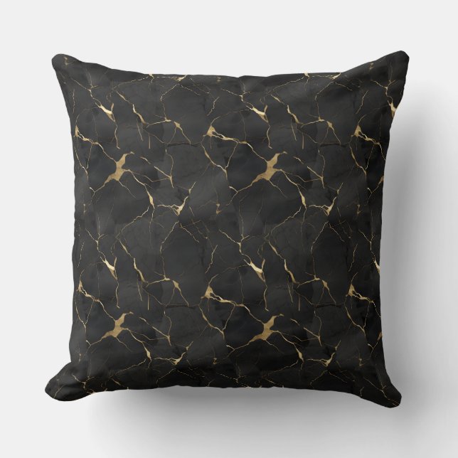 Marbleised Black & Gold Luxury  Cushion (Front)