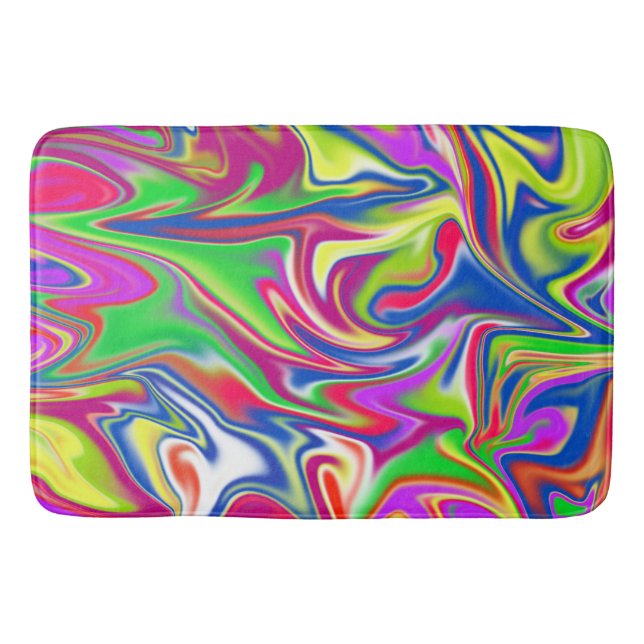 Marbleised Bubble Gum, Large Memory Foam Bath Mat. Mat (Front)